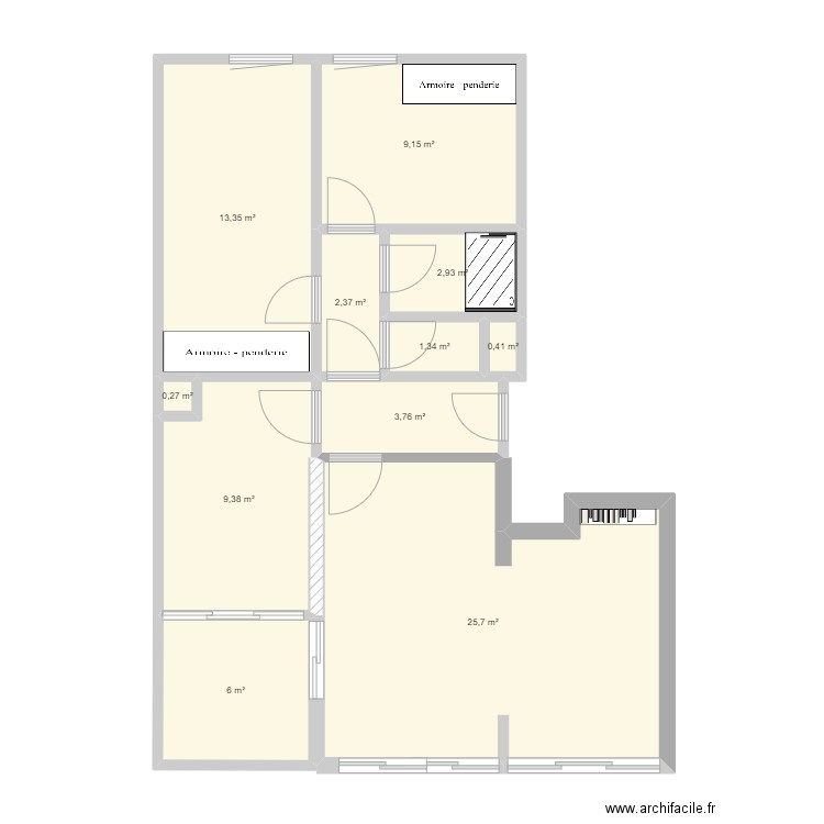 Mon appartement . Plan de 11 pièces et 75 m2