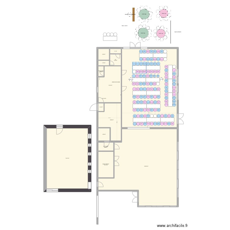 SALLE DOMAINE QUATRE PLUMES L/L. Plan de 14 pièces et 423 m2