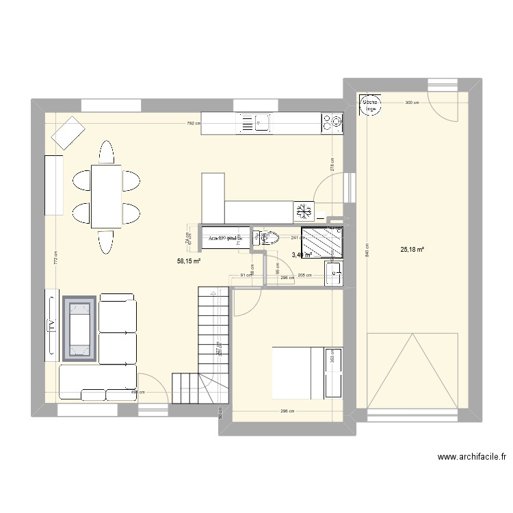 Maison. Plan de 4 pièces et 87 m2