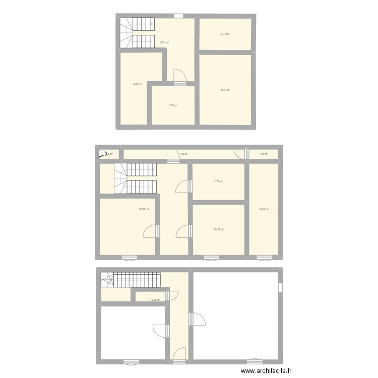 Maison 130m² plan initial_oct24. Plan de 13 pièces et 133 m2