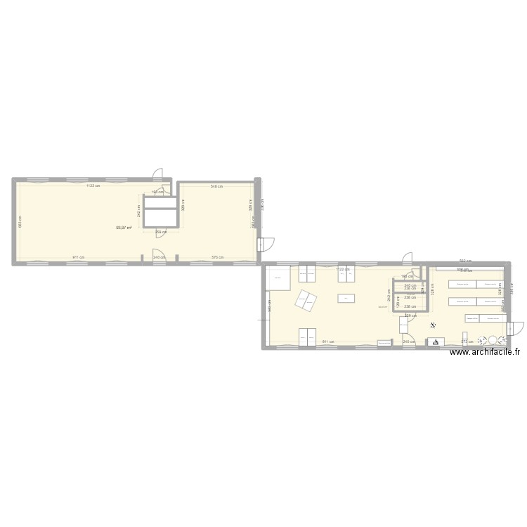 Bibliothèque 2. Plan de 3 pièces et 193 m2