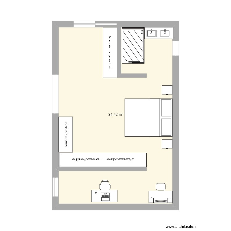 projet 1. Plan de 1 pièce et 34 m2