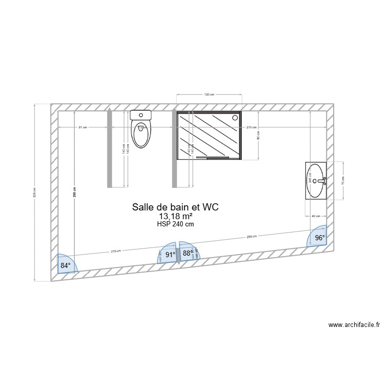 lacouture. Plan de 1 pièce et 13 m2