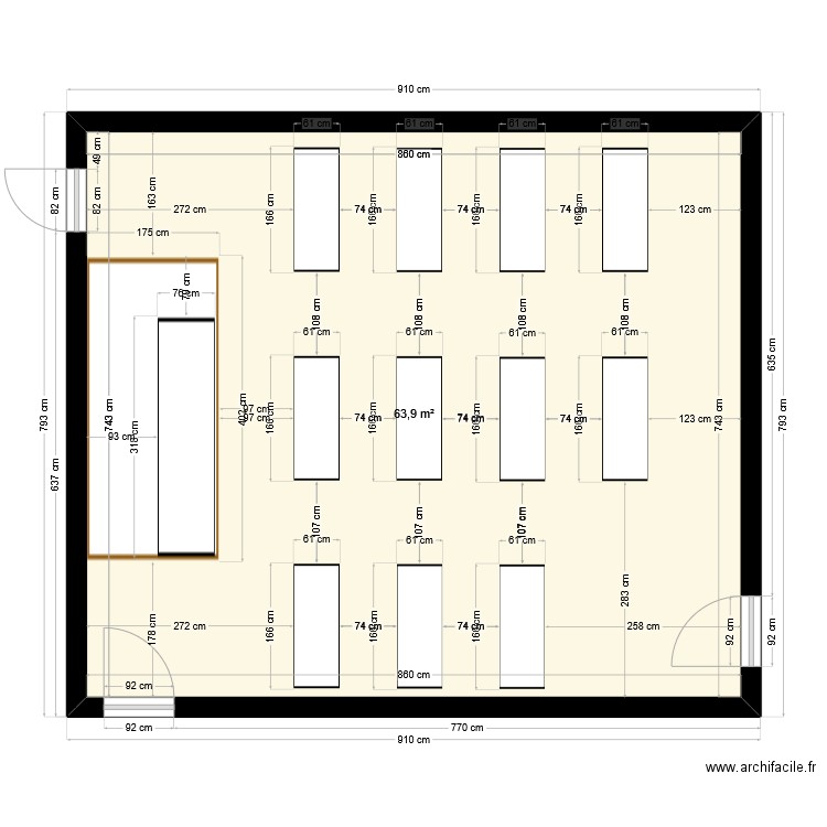 svt. Plan de 1 pièce et 64 m2