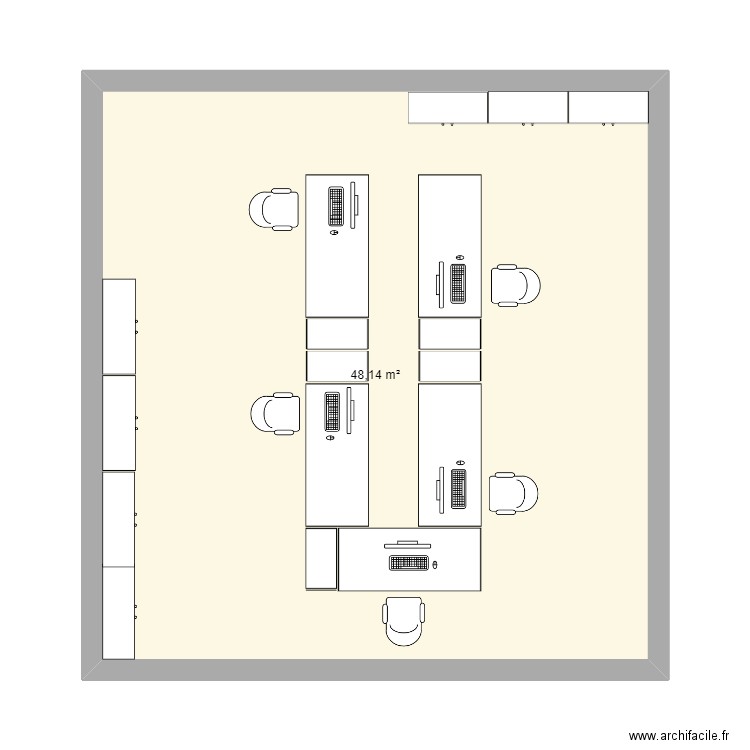 bureau. Plan de 1 pièce et 48 m2