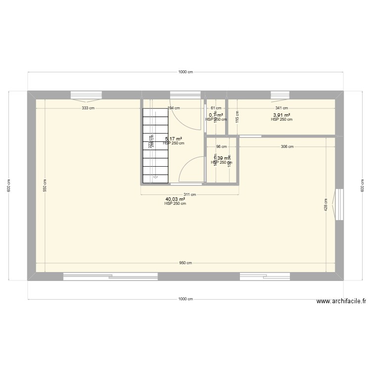 maison 52m2 rdc. Plan de 5 pièces et 51 m2