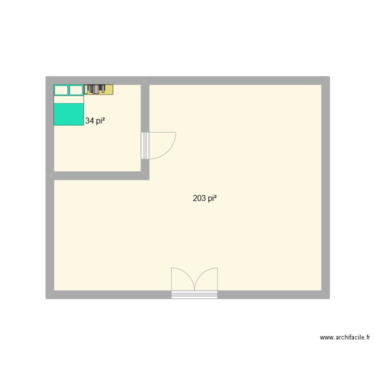 maison. Plan de 2 pièces et 22 m2