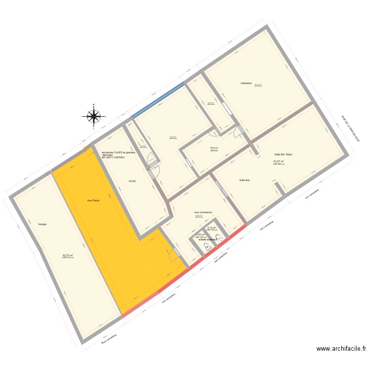 plan complet avec  cave et avec le decroché. Plan de 11 pièces et 322 m2