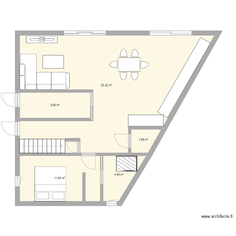 maison heric a etage. Plan de 5 pièces et 76 m2