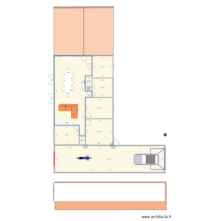 garage . Plan de 10 pièces et 166 m2