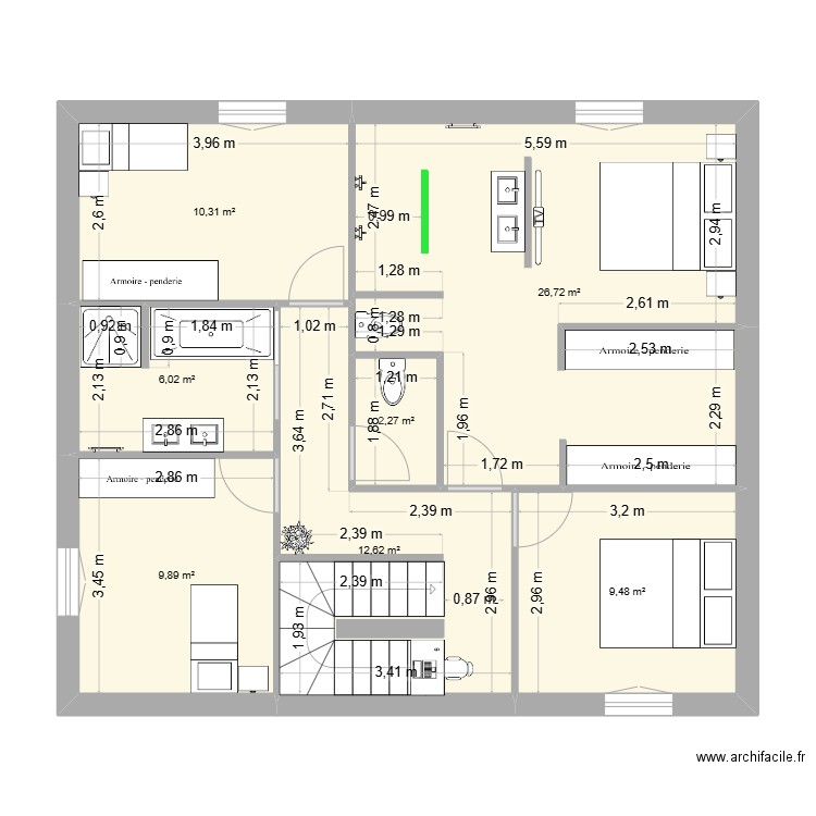 PLANNN. Plan de 7 pièces et 77 m2