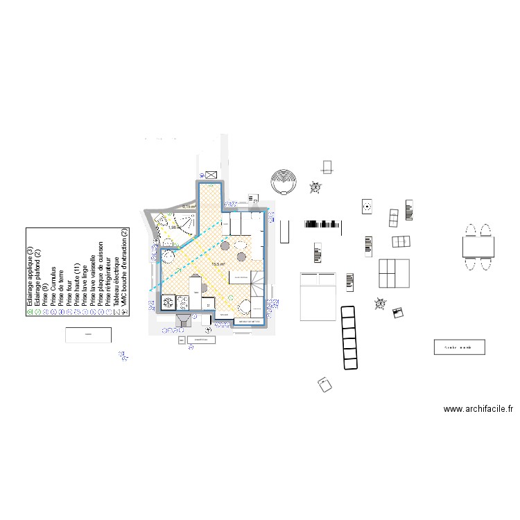 BOITE compact kitchen 3. Plan de 3 pièces et 18 m2