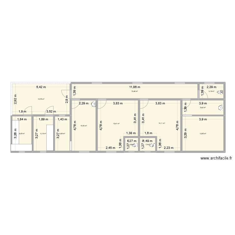 plan clinique. Plan de 13 pièces et 118 m2