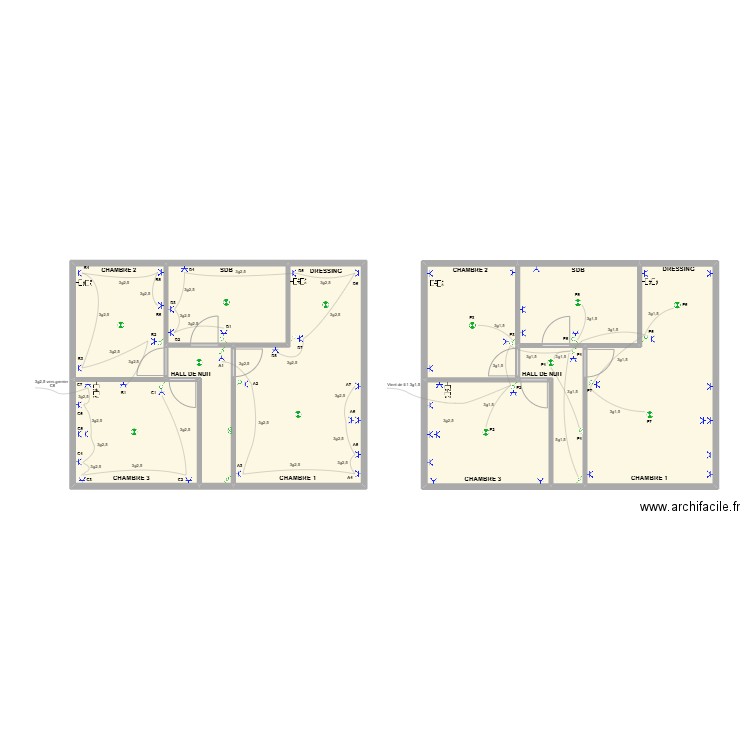 Plant etage. Plan de 10 pièces et 102 m2