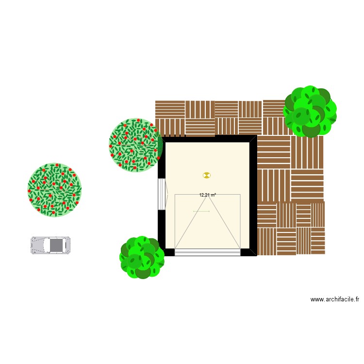 garage. Plan de 1 pièce et 12 m2