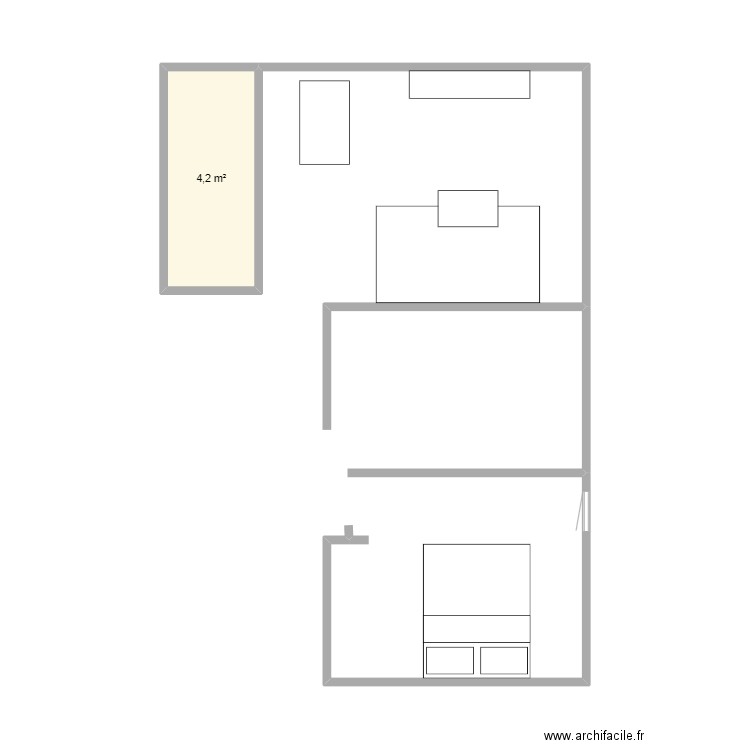 appart. Plan de 1 pièce et 4 m2