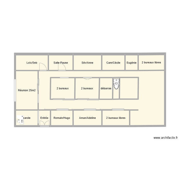 fauville. Plan de 18 pièces et 53 m2