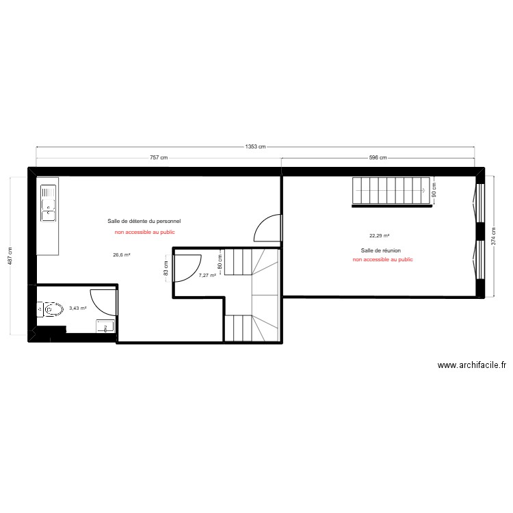 ARS 44 belsunce etage mesure . Plan de 5 pièces et 60 m2