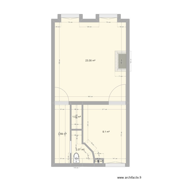 Bordeaux 5. Plan de 6 pièces et 39 m2