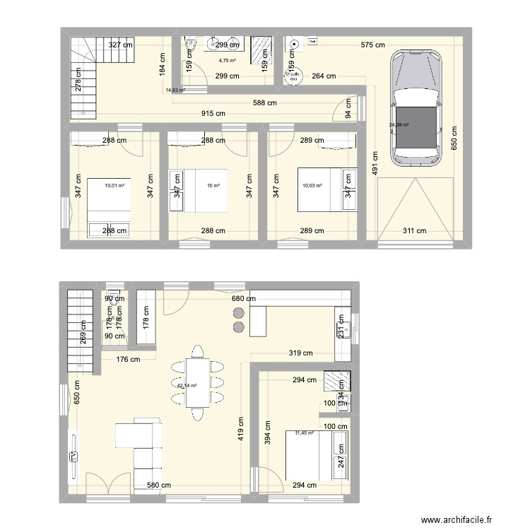 Hudd 4. Plan de 9 pièces et 129 m2