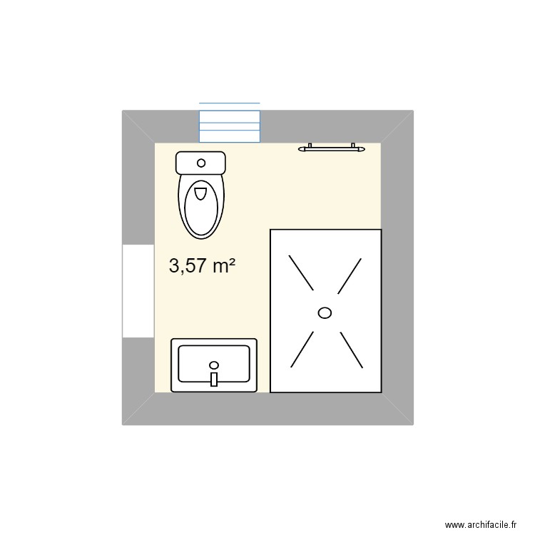 SDB2. Plan de 1 pièce et 4 m2