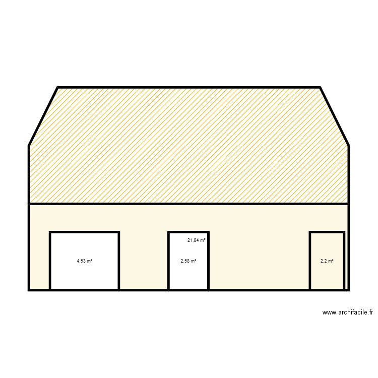 La grange. Plan de 5 pièces et 73 m2