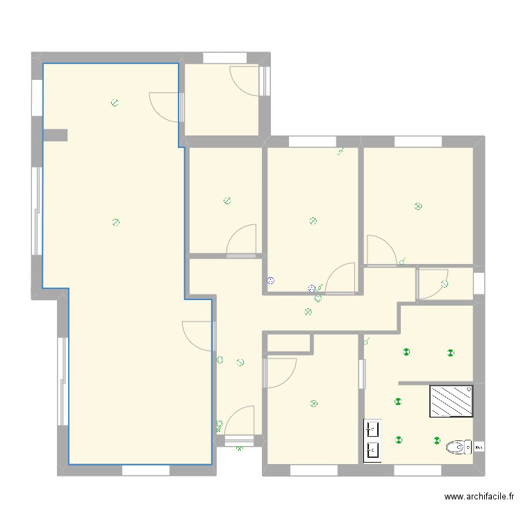 ALLEMAND. Plan de 9 pièces et 105 m2