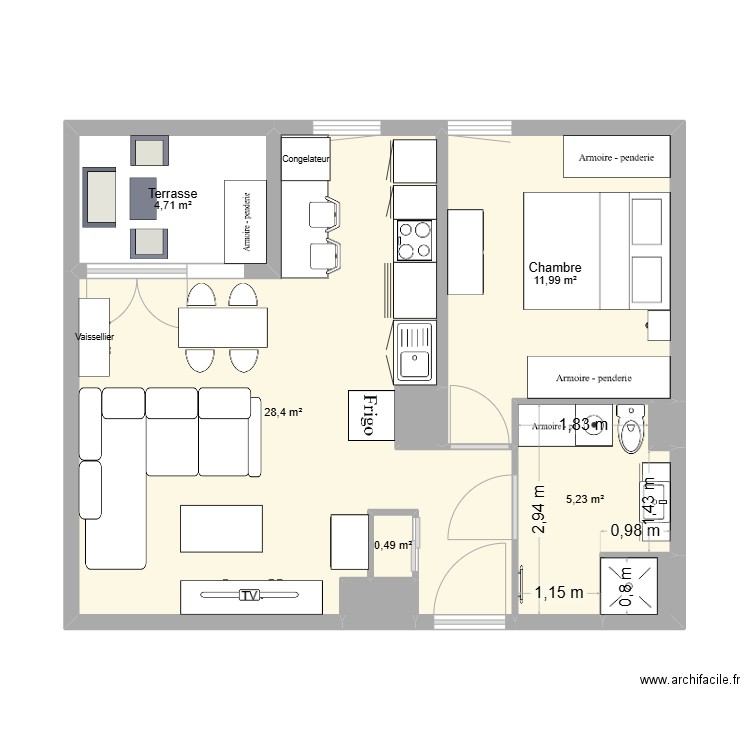 maman aménager. Plan de 9 pièces et 52 m2