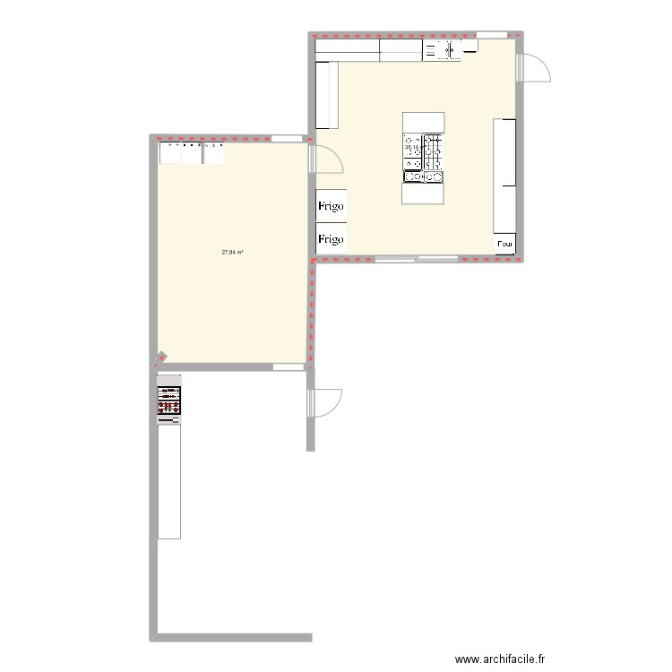 CUISINE YAKRO. Plan de 2 pièces et 64 m2