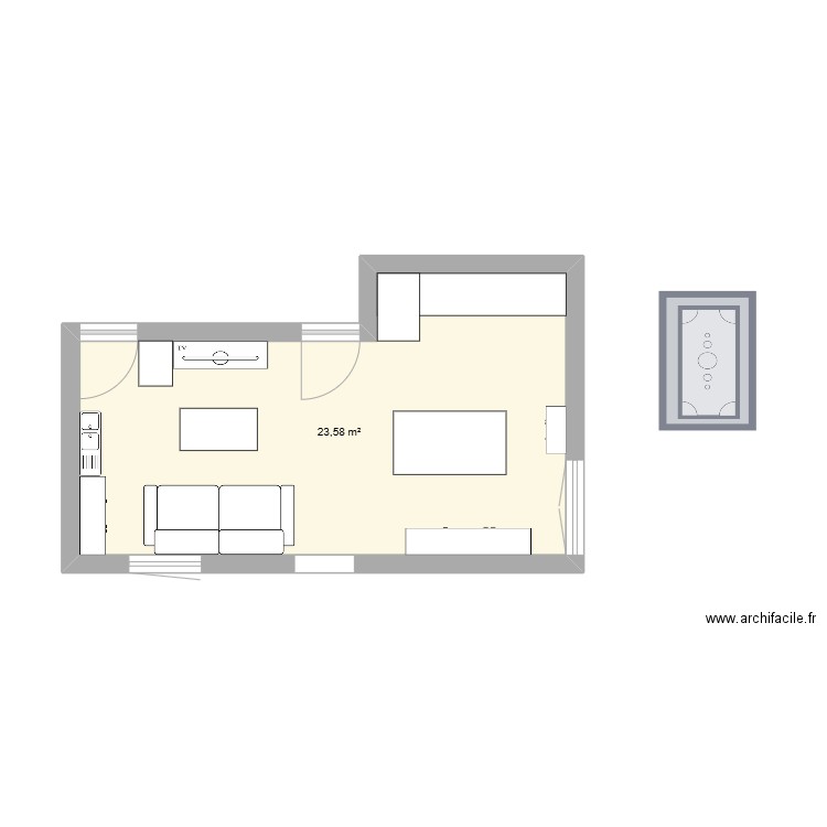 ESPACE DE VIE. Plan de 1 pièce et 24 m2