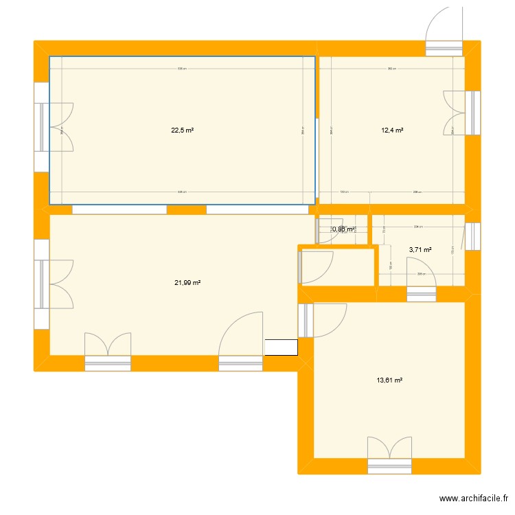 Bazordan. Plan de 6 pièces et 75 m2