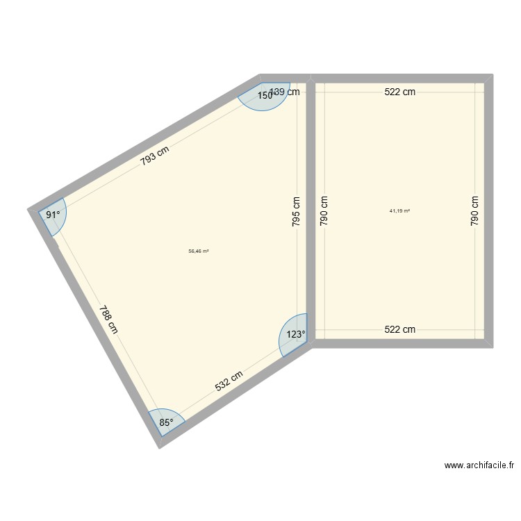 MPFL ETAGE. Plan de 2 pièces et 98 m2