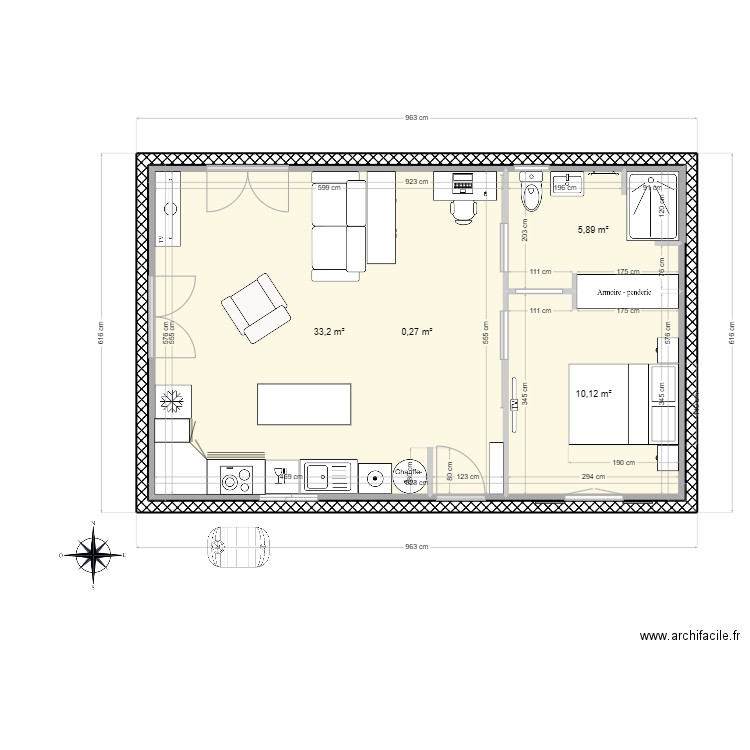 DEPENDANCE 2 (meublé). Plan de 4 pièces et 102 m2