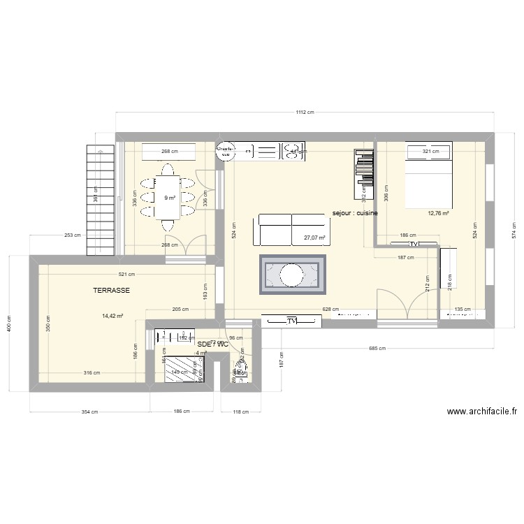 CARASSO RDC MODIF. Plan de 5 pièces et 67 m2