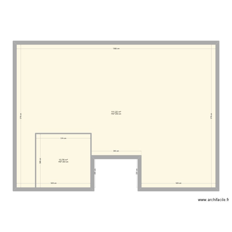 test 3. Plan de 2 pièces et 140 m2