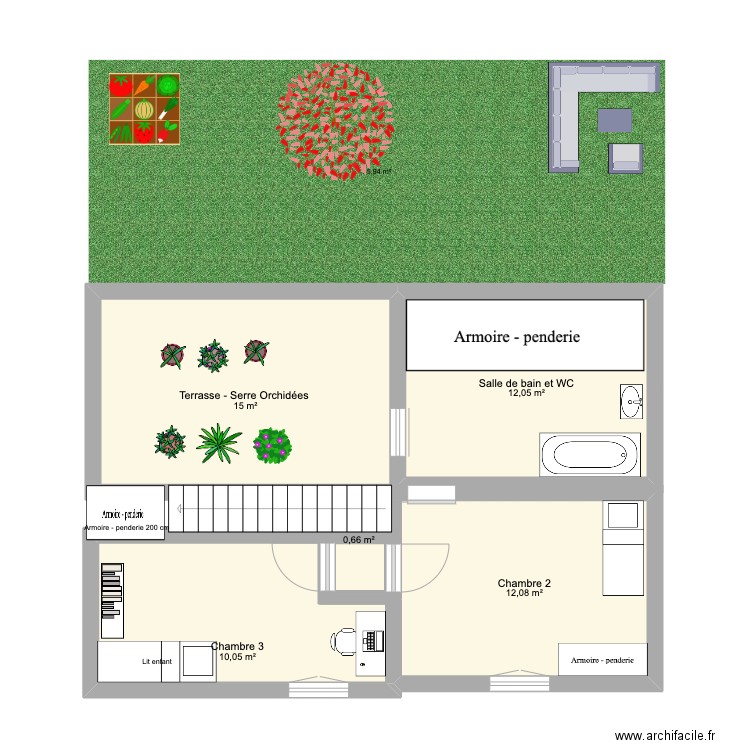 Galillée Etage 1. Plan de 5 pièces et 50 m2