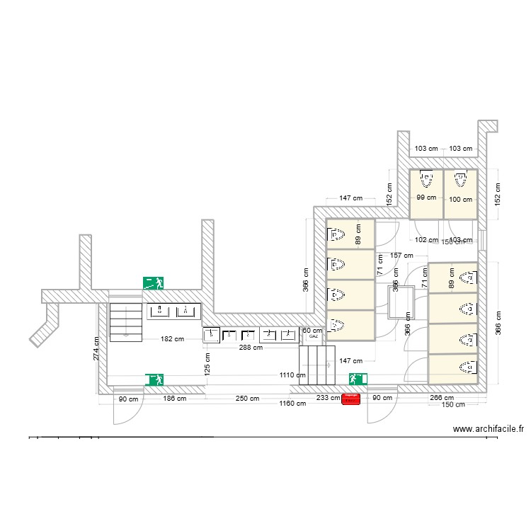 toilette ext. Plan de 10 pièces et 13 m2