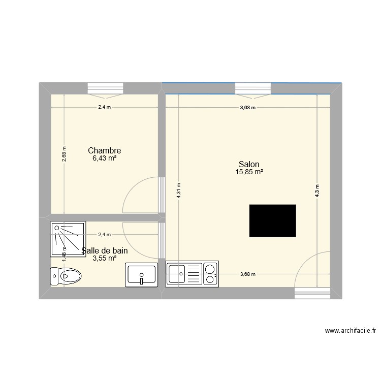 plan lot 5. Plan de 3 pièces et 26 m2