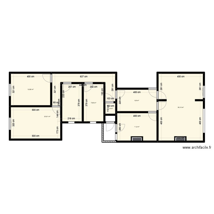 Diamant. Plan de 8 pièces et 105 m2