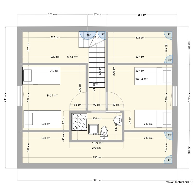 MAISON JULIA ETAGE 2. Plan de 4 pièces et 47 m2