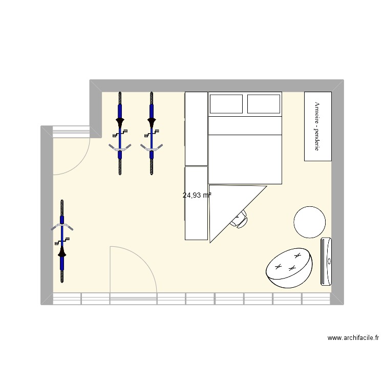 Chambre Clement 2025 - V1. Plan de 1 pièce et 25 m2