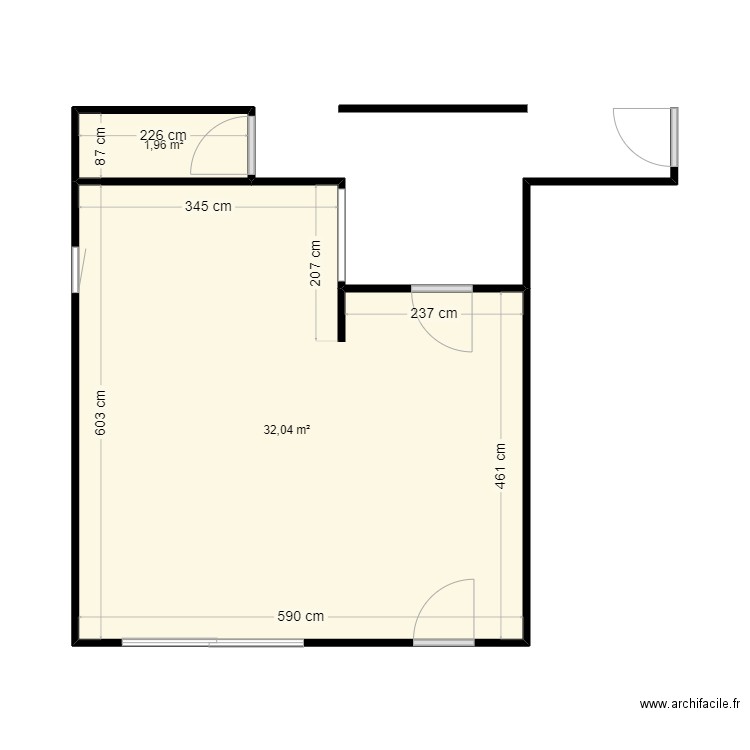 Bernin -base. Plan de 2 pièces et 34 m2