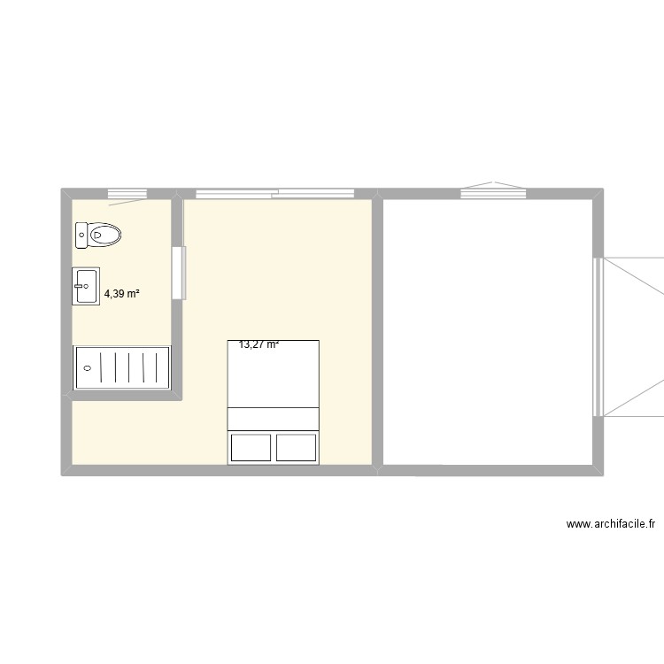 studio jardin 2. Plan de 2 pièces et 18 m2