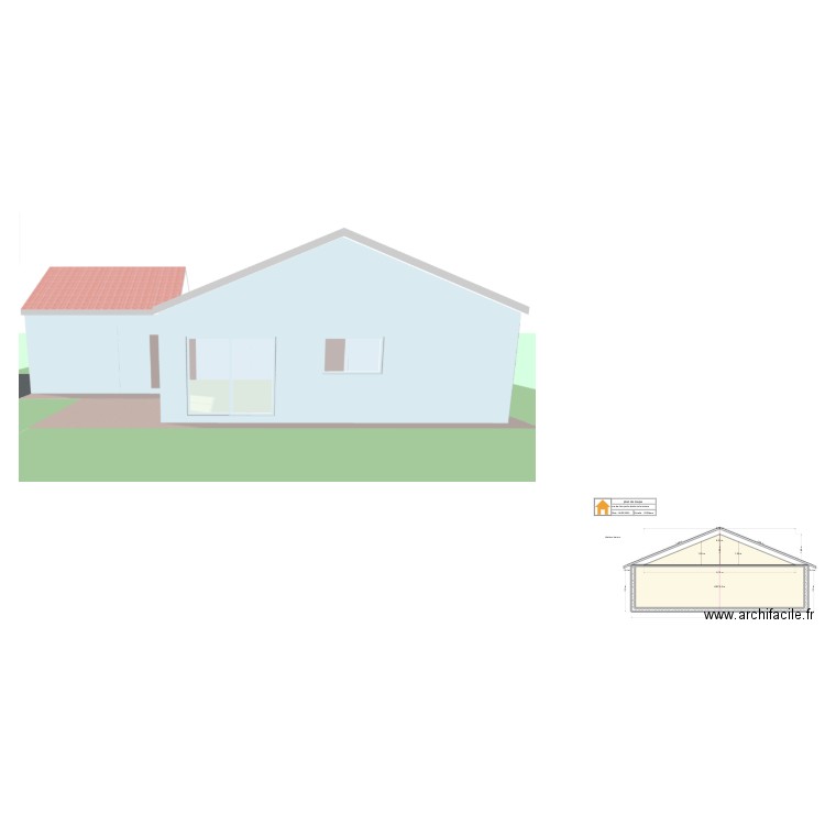 plan de coupe construction maison L. Plan de 1 pièce et 20 m2