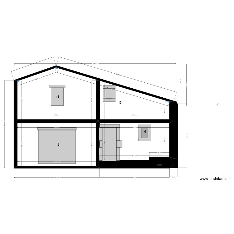 BERGERIE PLAN PIGNON OUEST 2. Plan de 3 pièces et 48 m2