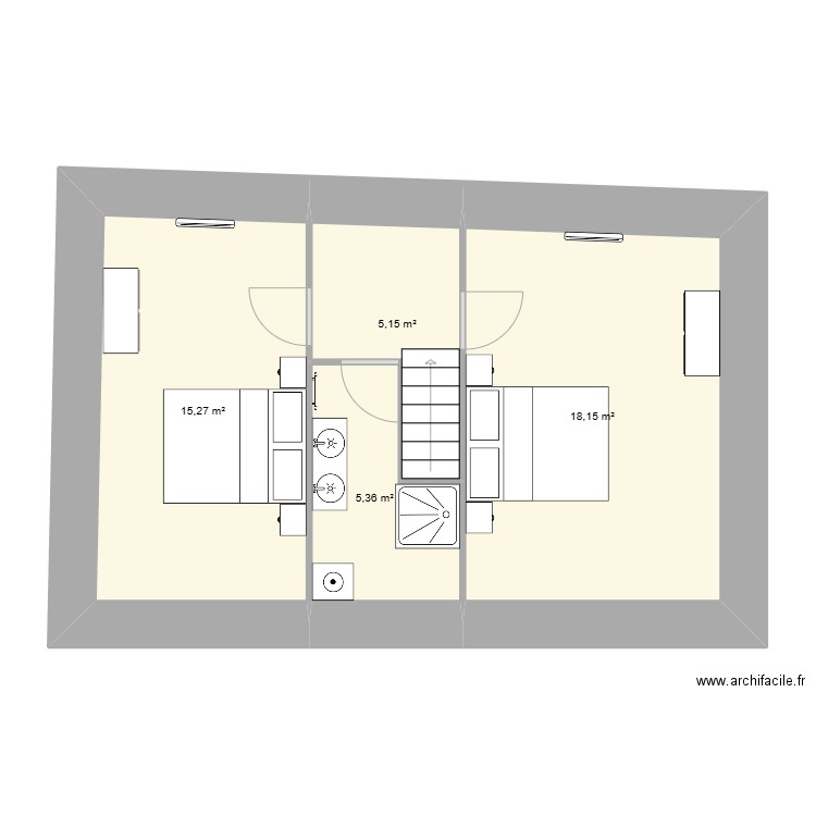 2eme etage villedieu. Plan de 4 pièces et 44 m2