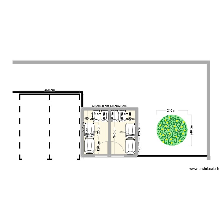 5chemins3. Plan de 2 pièces et 13 m2