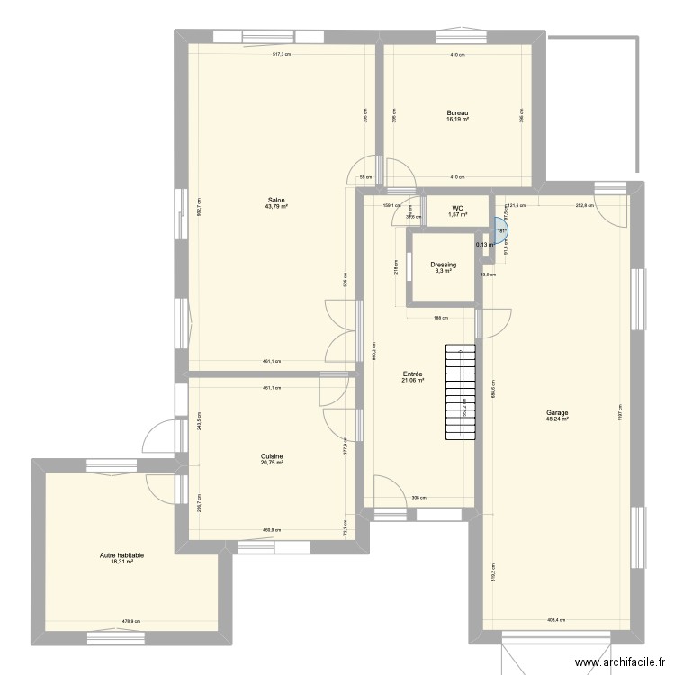 Rez-3. Plan de 9 pièces et 173 m2