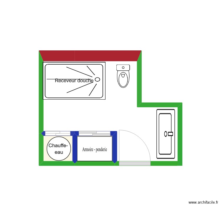 Salle de bain_projet. Plan de 2 pièces et 1 m2