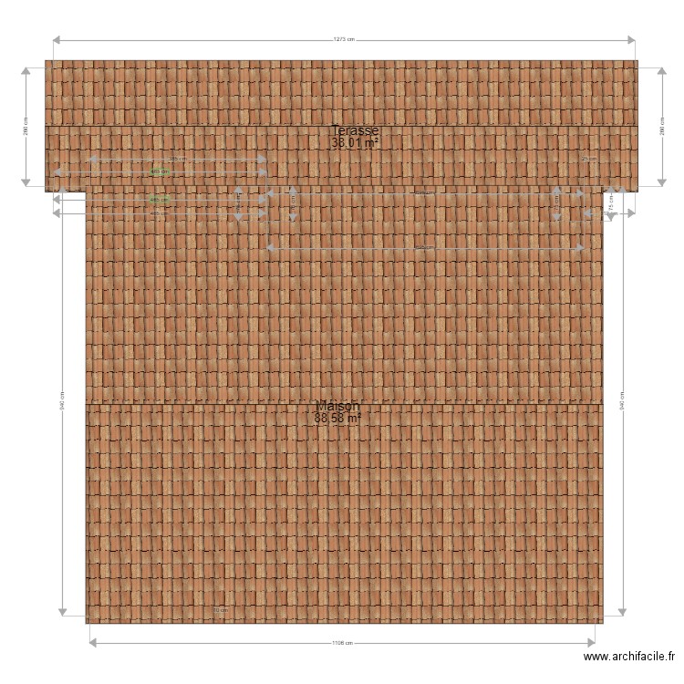 Maison le chateau et terrasse + toiture. Plan de 0 pièce et 0 m2